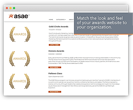 Awards Website screenshot