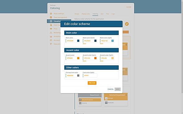 Customize the color scheme to comply with your corporate design screenshot