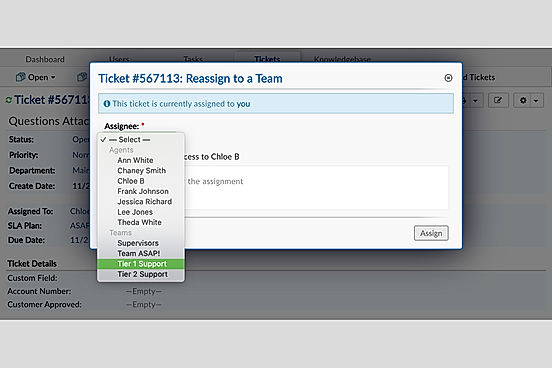 Assign, Transfer, and Referral screenshot
