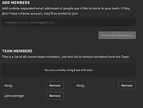 Parsec for Teams : Member screenshot