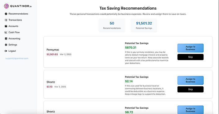 Tax Saving Recommendations