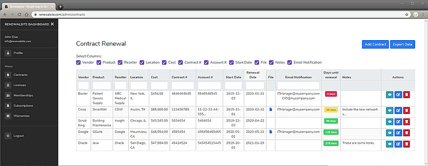 RenewalSite : Contract Renewal screenshot