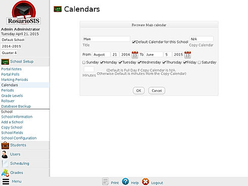 RosarioSIS : School Calendar screenshot
