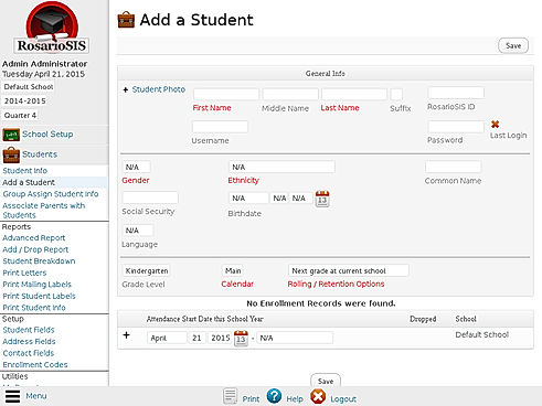 RosarioSIS : Student Add screenshot