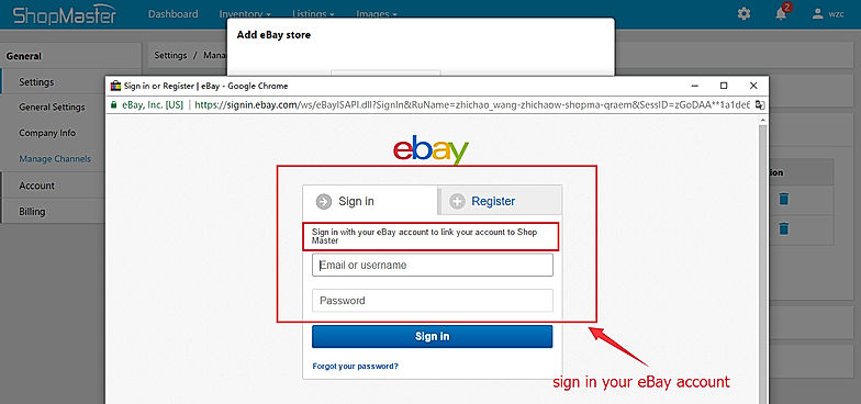Add ebay store