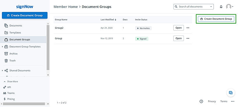 Document Group screenshot