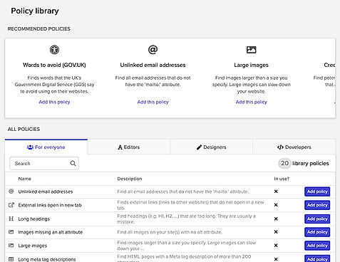 Policy Library screenshot