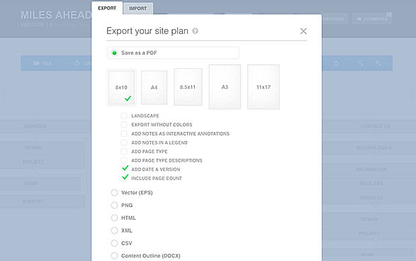 Slickplan screenshot: Export Sitemaps