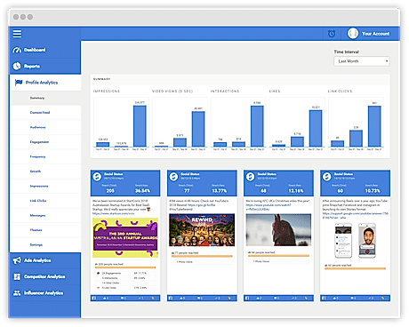 Social Status Profile Analytics screen