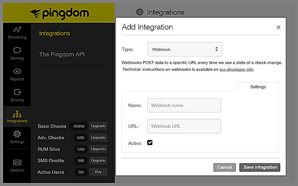 Integrations screenshot