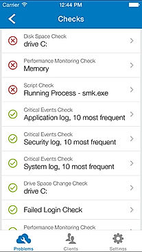 SolarWinds RMM screenshot: Failing checks can be cleared
