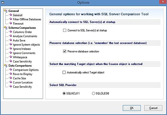 SQL Server Comparison Options