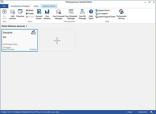Click Connect to login to ThinkAutomation