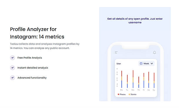 Profile Analyzer for Instagram: 14 metrics