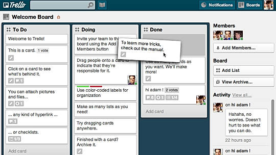 Trello screenshot: trello screenshot