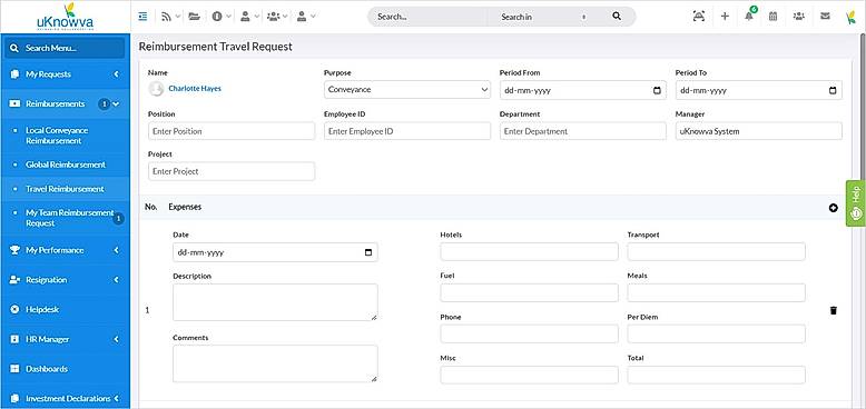 Reimbursement Travel Request