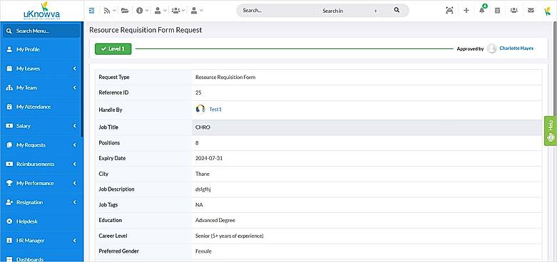 Resource Requisition Form Request
