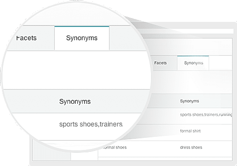 Unbxd screenshot: Add synonyms and dynamic filters to searches