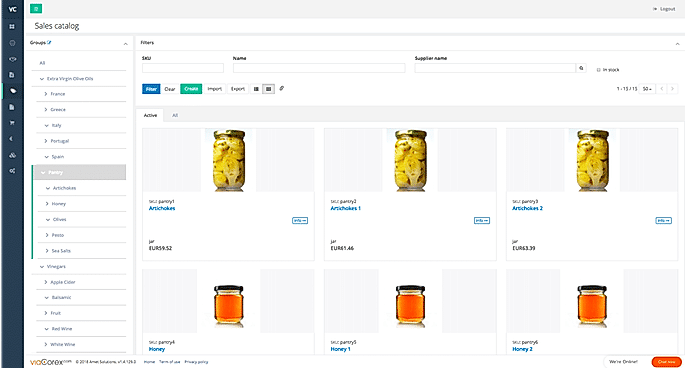 ViaCorex Product Catalog screenshot