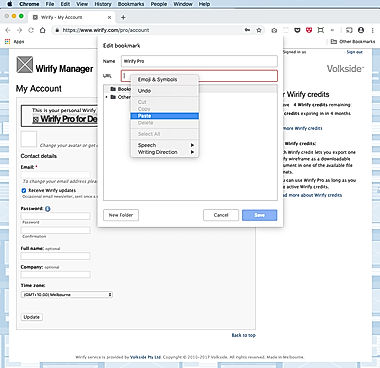 Install Wirify Pro bookmarklet on Chrome – Step 3