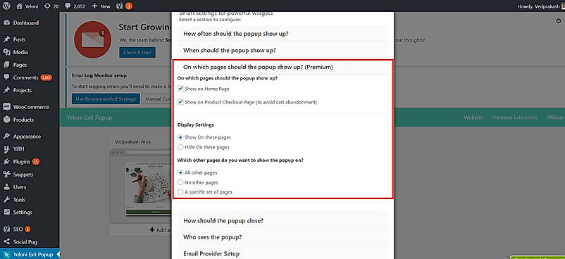 Show on Selected Pages