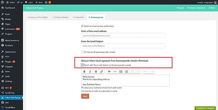 Remove Yeloni Signature From Emails