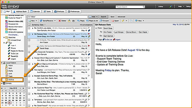  Archive your email with Zimbra Desktop