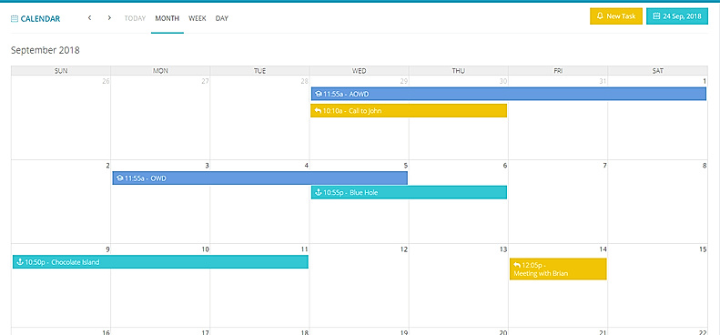 Dive.Management : Calendar screenshot