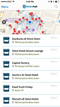 ReviewPush screenshot: ReviewPush Mobile App Map