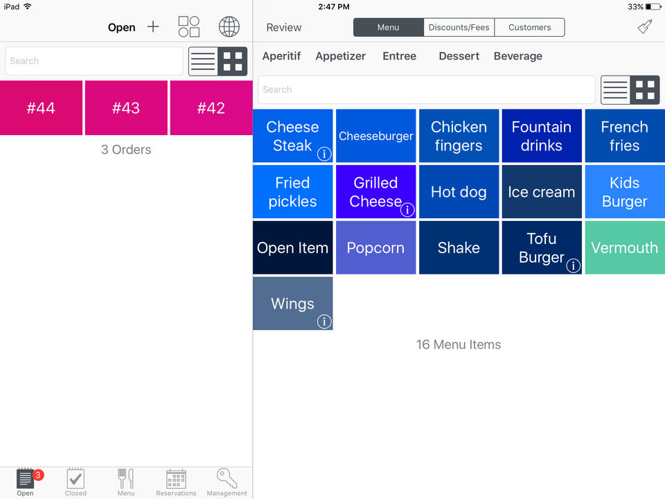Ambur screenshot: Add, edit, or 86 menu items right from an iPad