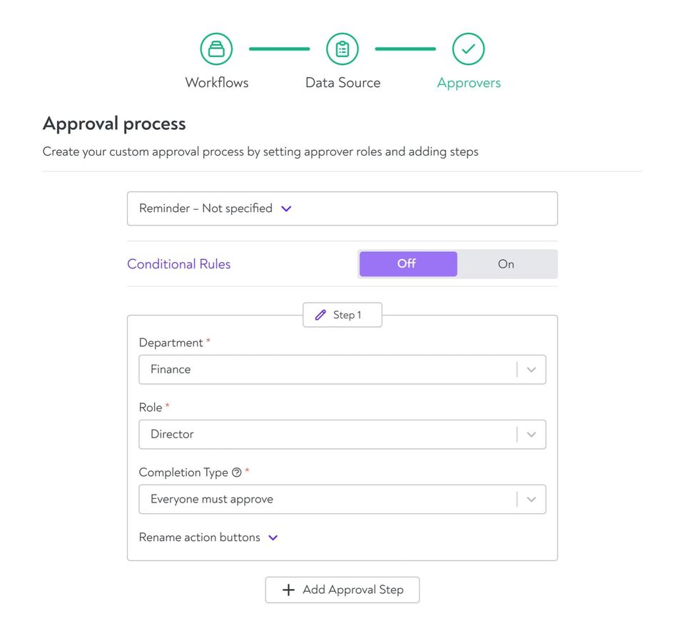 Approval Process screenshot