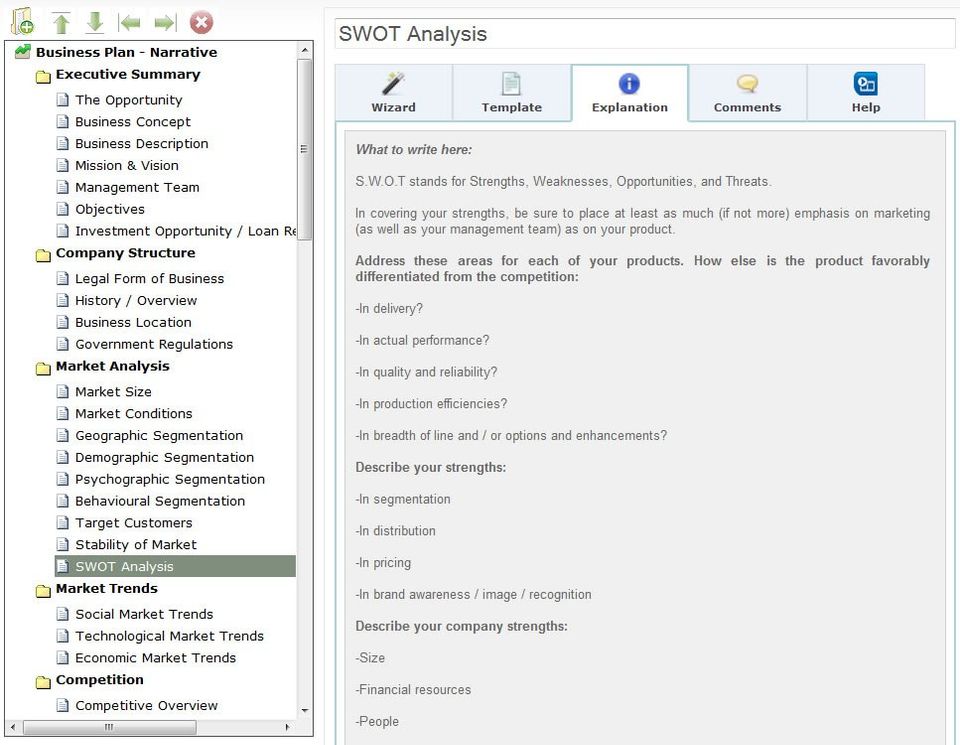 SWOT Analysis Screenshot