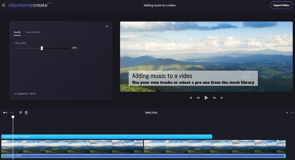 Add audio to a video online with this easy video edito