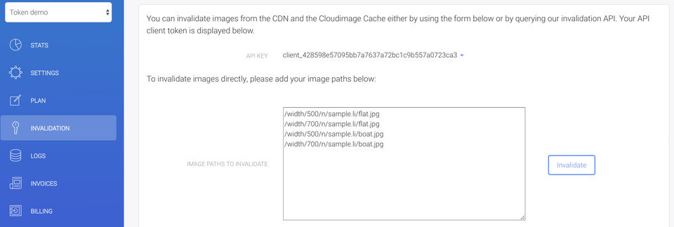 Invalidate the image from the CDN and Cloudimage caches
