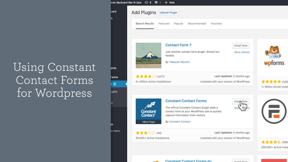 Using Constant Contact Forms for Wordpress