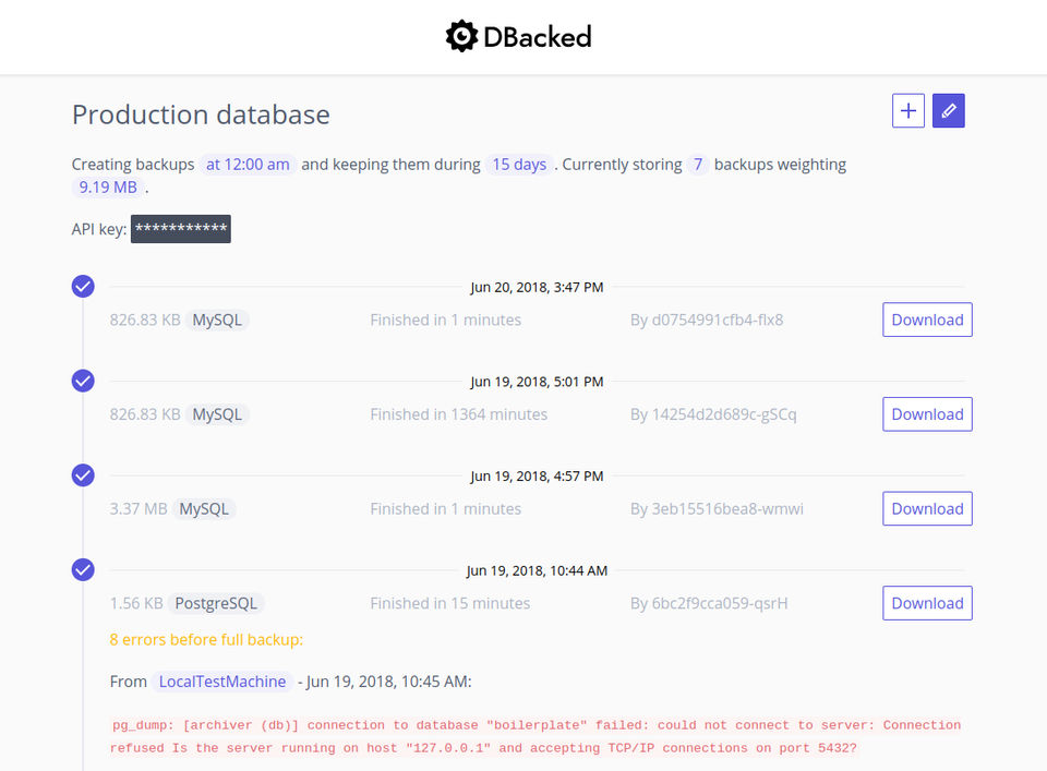 DBacked screenshot : Backup Monitoring screenshot