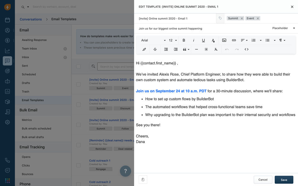 Email Templates screenshot