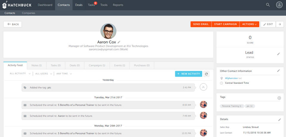 Hatchbuck screenshot 1