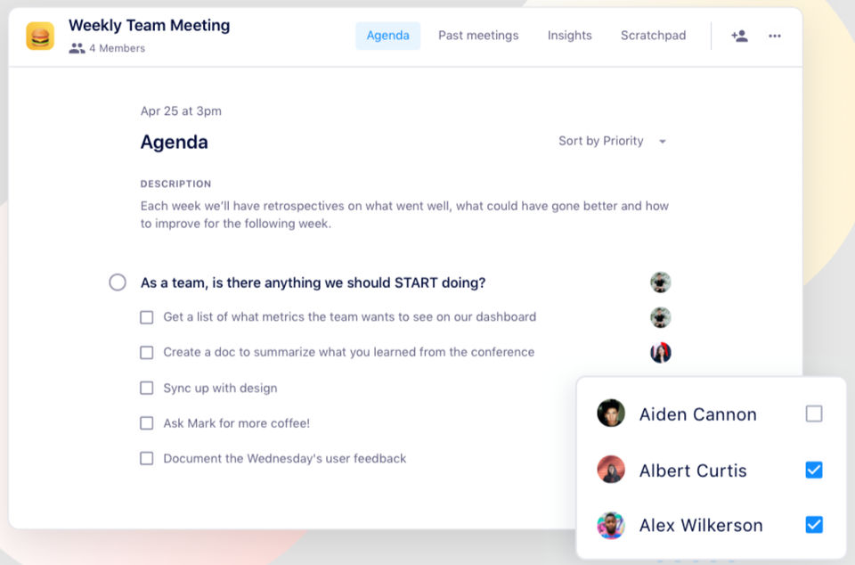 Weekly Team Meeting screenshot