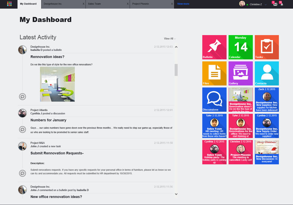 Intraboom screenshot: The dashboard