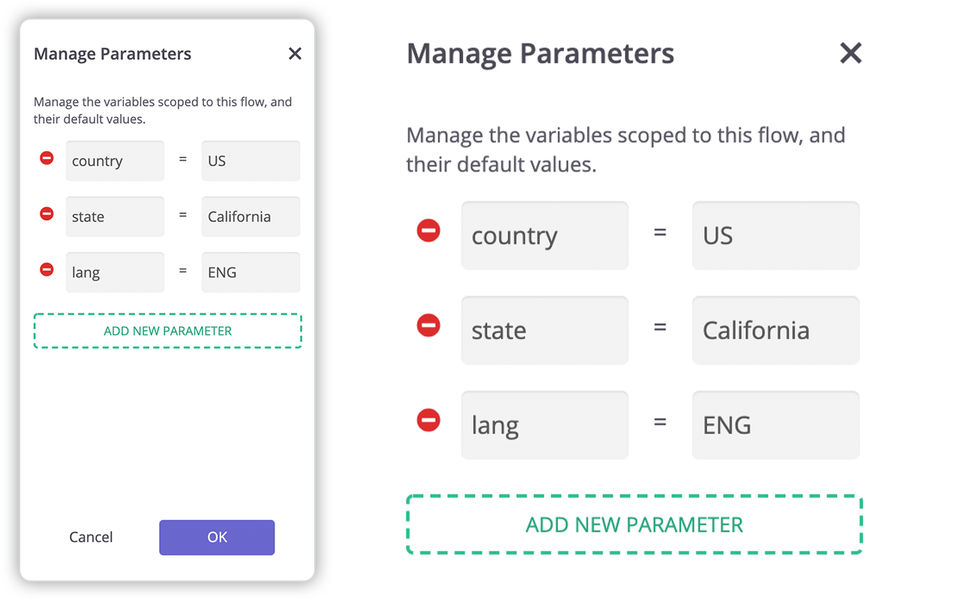 Manage Parameters screenshot
