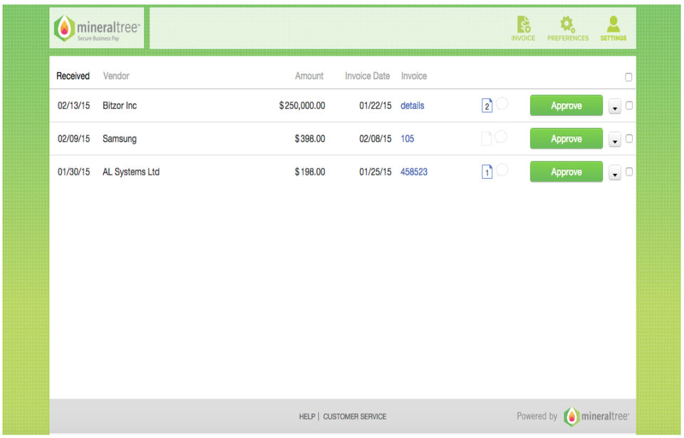 MineralTree Demo - Log in & Approve Multiple Invoices at a Time