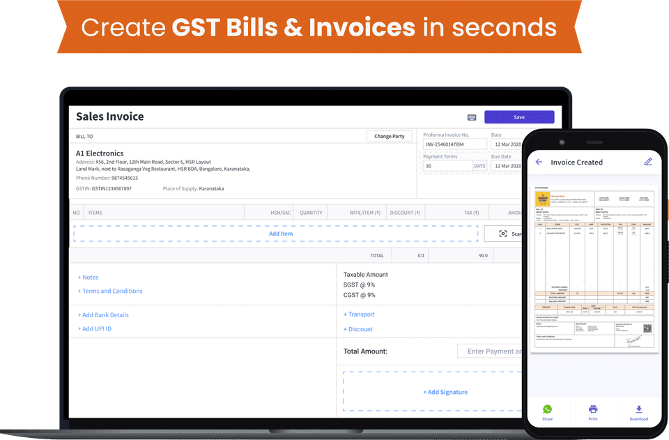 GST Bills and Invoices screenshot