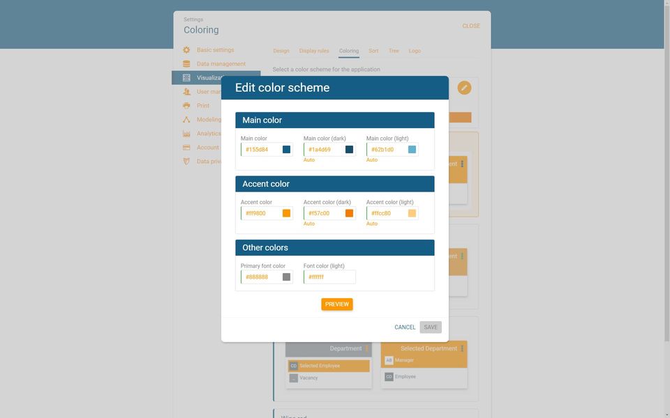Customize the color scheme to comply with your corporate design screenshot