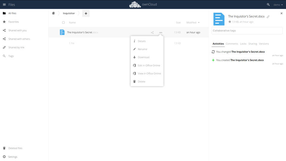 ownCloud Screenshots