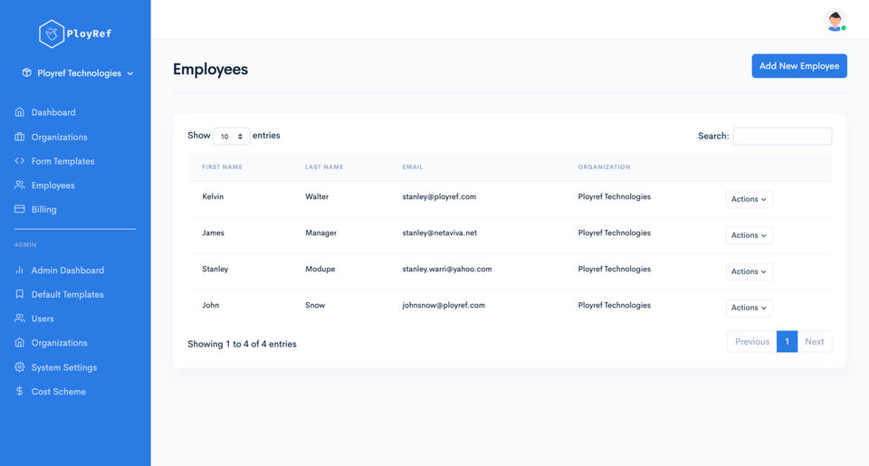 PloyRef : Employee screenshot