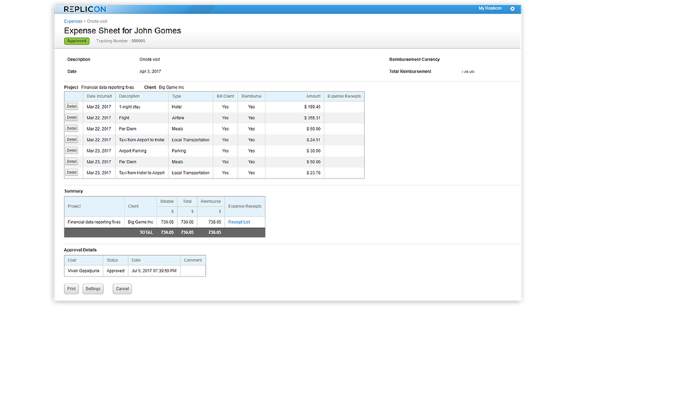 Replicon Expense screenshot 3