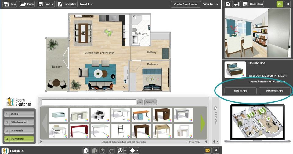 Web Editor to the RoomSketcher App