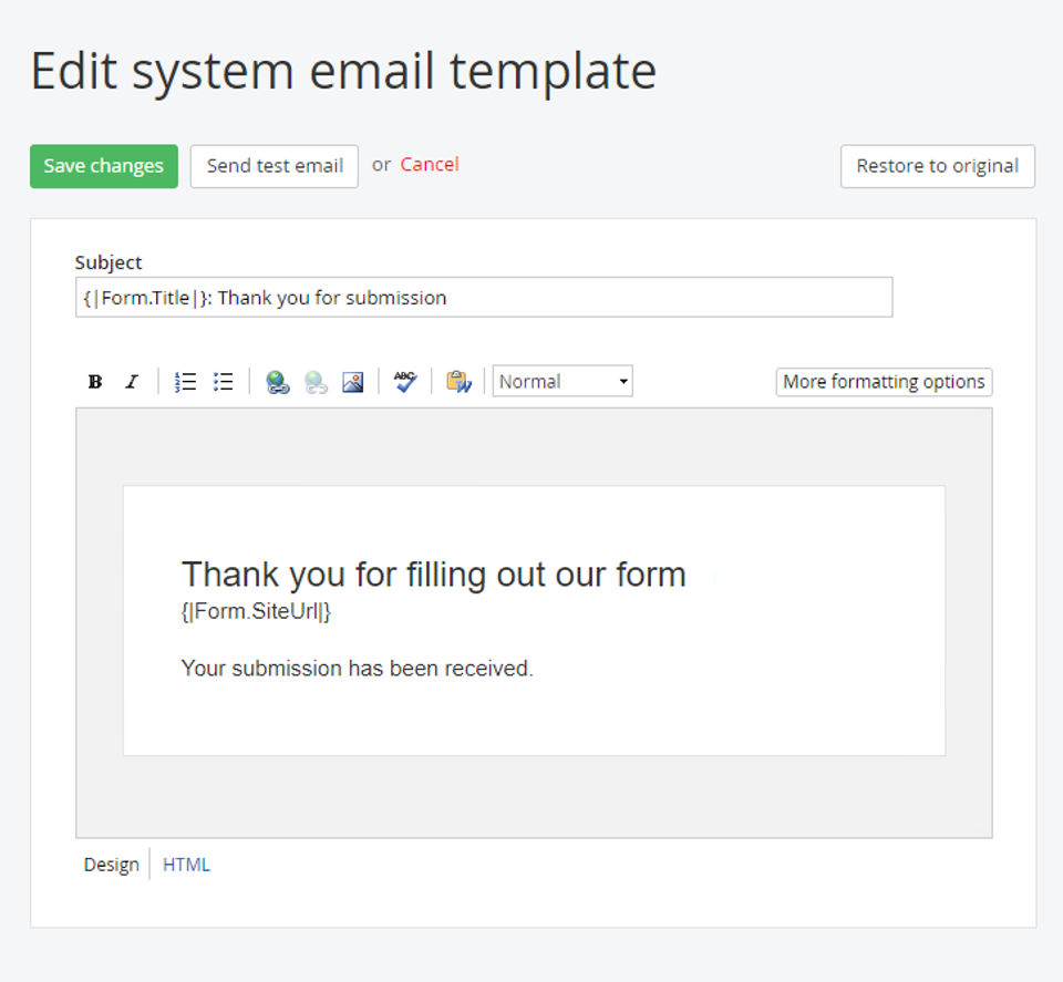 Edit System Email Template