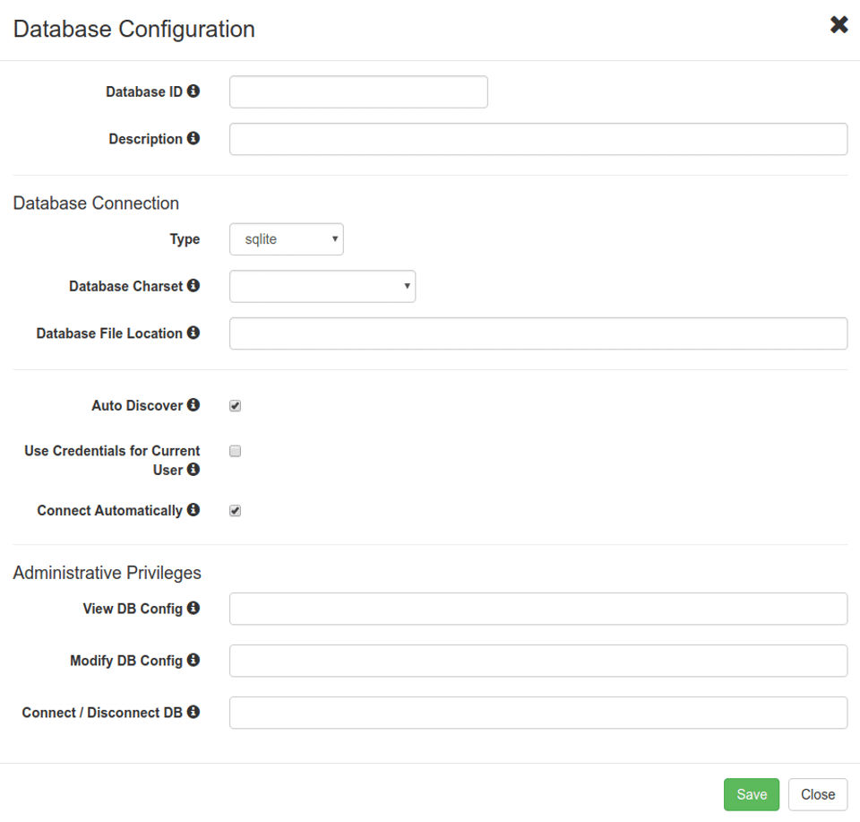 Database configuration